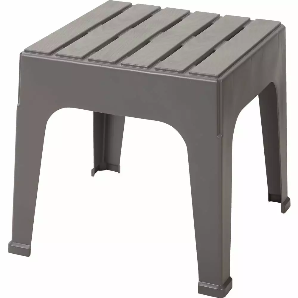 1 Pc Adams Big Easy Gray 18.9 In. Square Resin Stackable Side Table