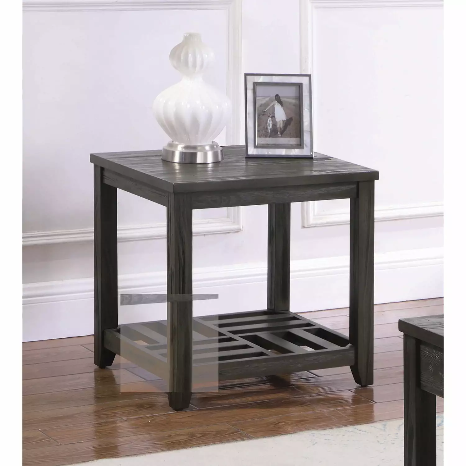 1-shelf Rectangular End Table Grey