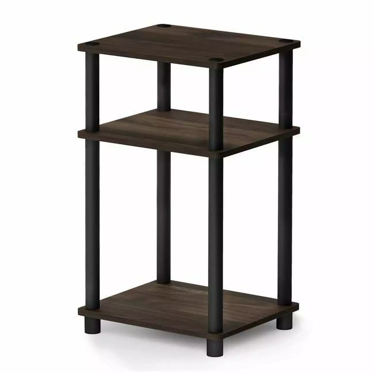 11087CWN-BK Just 3-Tier No Tools Tube End Table. Columbia Walnut & Brown - 22.8 x 13.4 x 11.5 in.