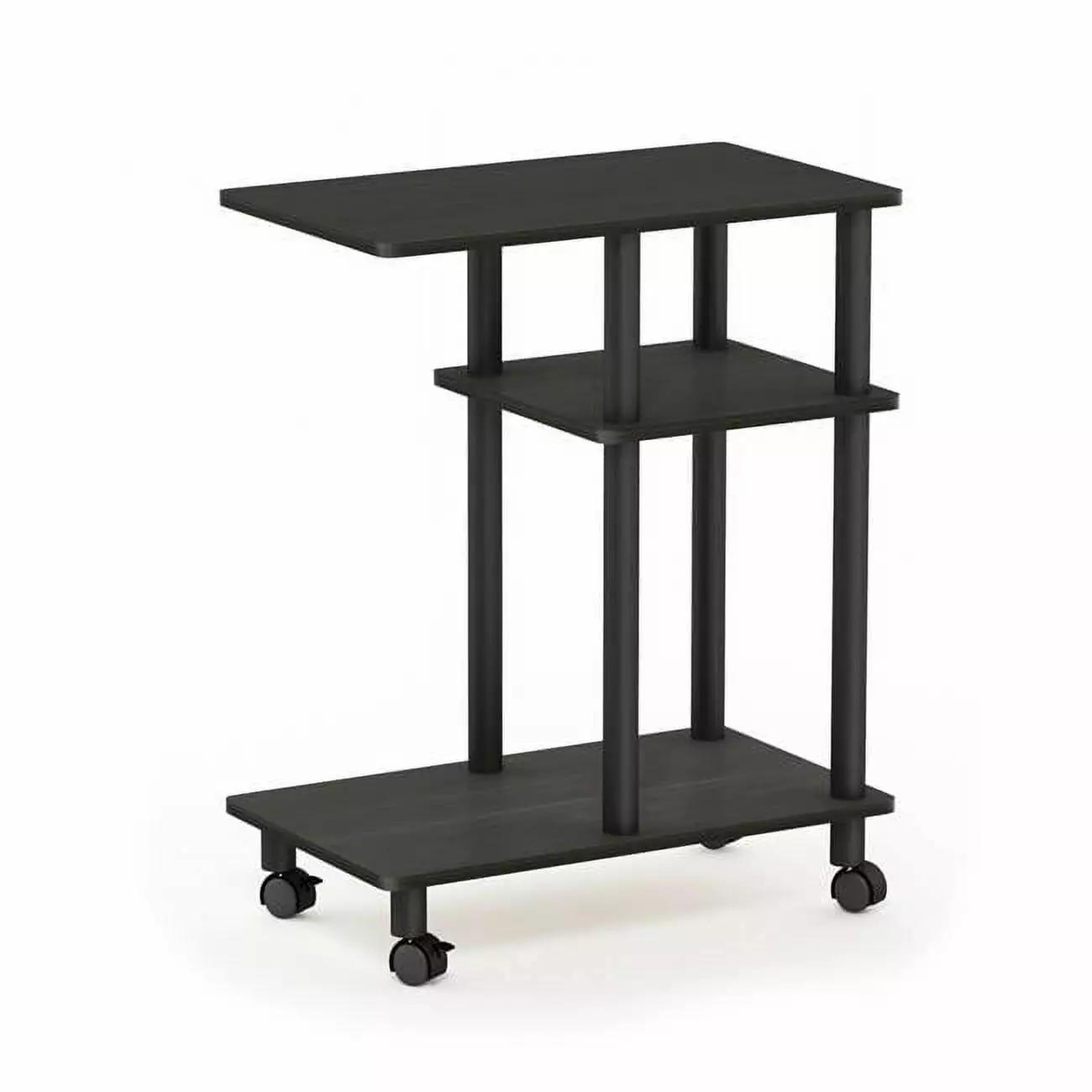 18134EX-BK Turn-N-Tube U Shape Sofa Side Table with Casters. Espresso & Black - 19.69 x 22.36 x 11.61 in.