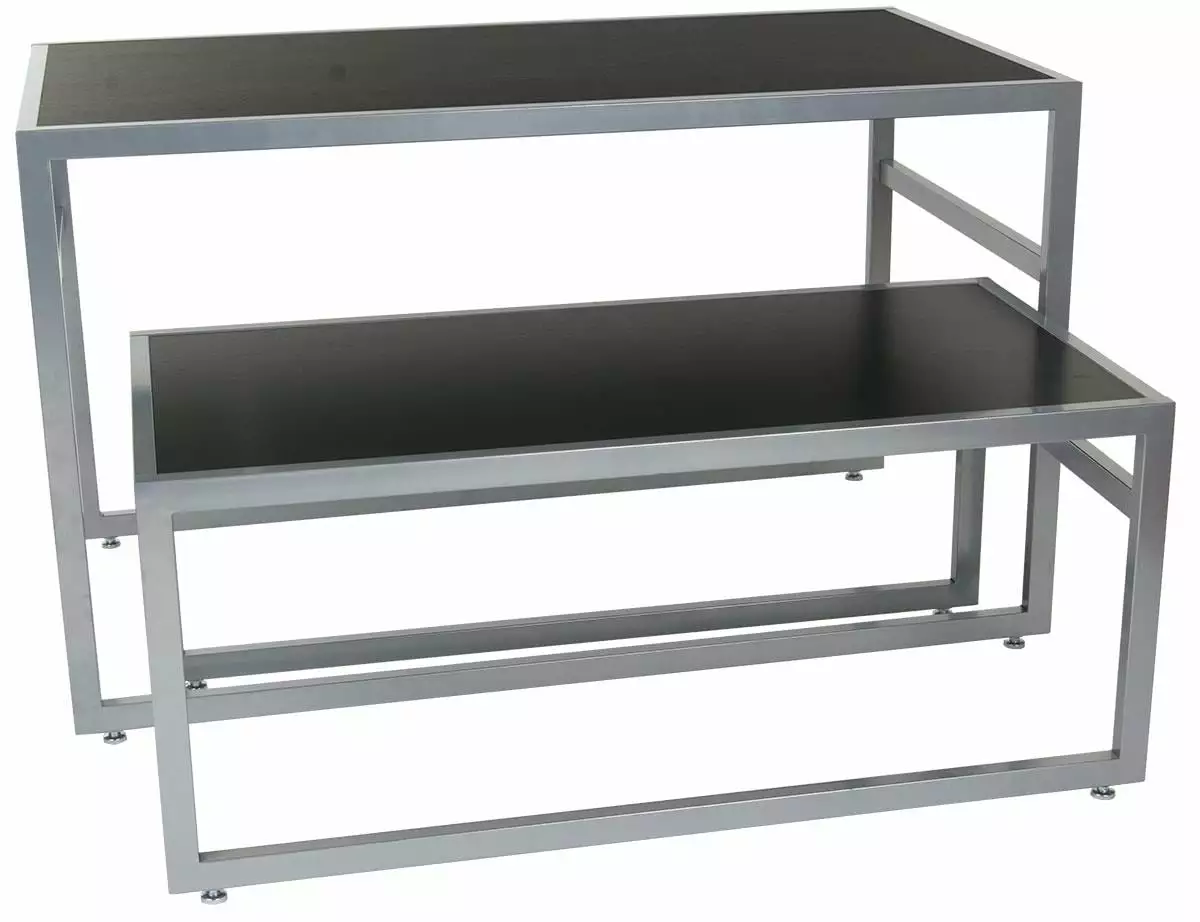 2-Piece Set of Rectangular Nesting Tables. Modern Lines. Steel Frame with MDF Counter (Black) (NSTPC2XMBA)