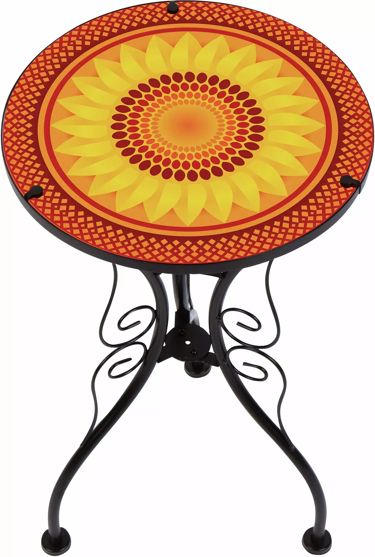 22 Sunflower Design Glass & Metal Side Table by Trademark Innovations