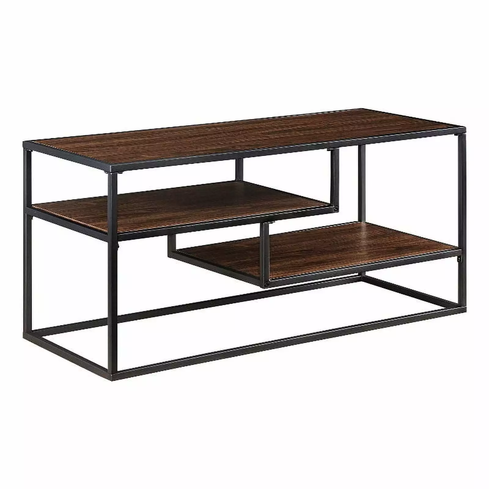 40 Contemporary Metal and Wood TV Stand - Dark Walnut