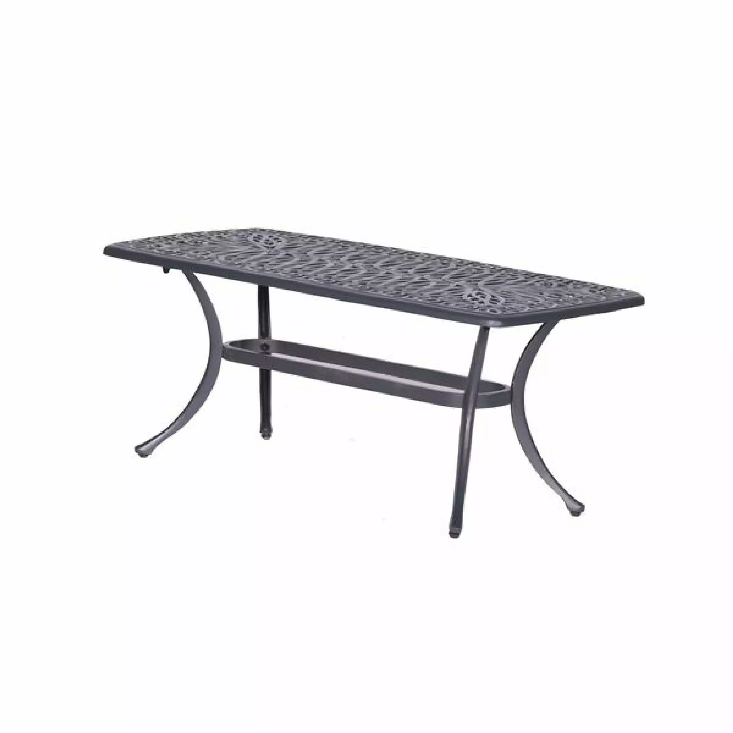 42 Inch Arbor Rectangular Outdoor Metal Coffee Table. Gunmetal Gray