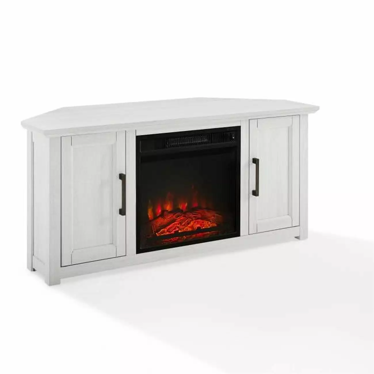 48 in. Camden Corner TV Stand with Fireplace - Whitewash