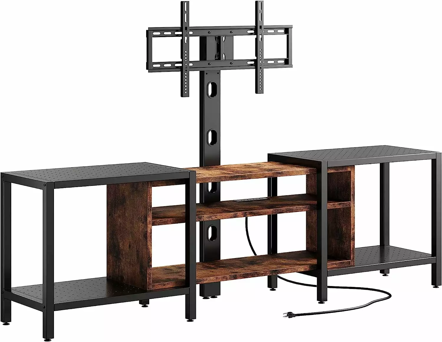 79in TV Stand for TVs up to 75+ Inch with Mount and Power Outlet 3 Tiers TV Console Table with Storage Shelves. Entertainment Center. Steel Frame. for Living Room. Bedroom. Vintage Brown