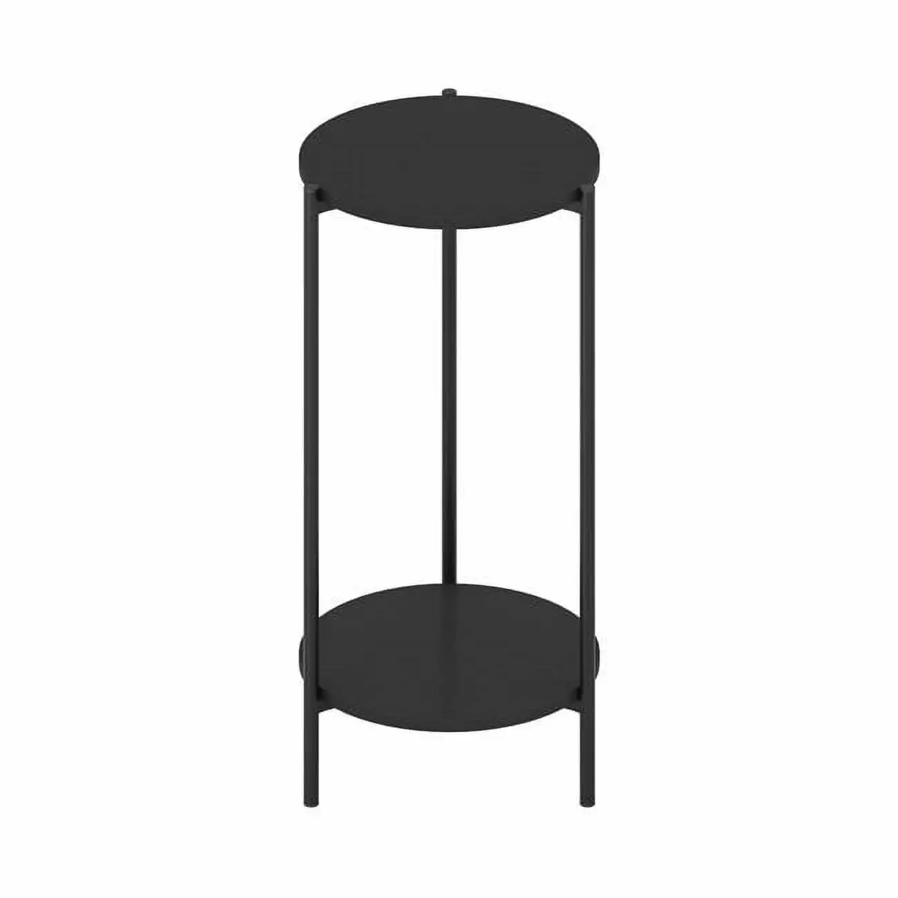 8.16 in. Besi 2-Tier Modern Tall Round Side End Table with Sturdy Metal Legs. Americano