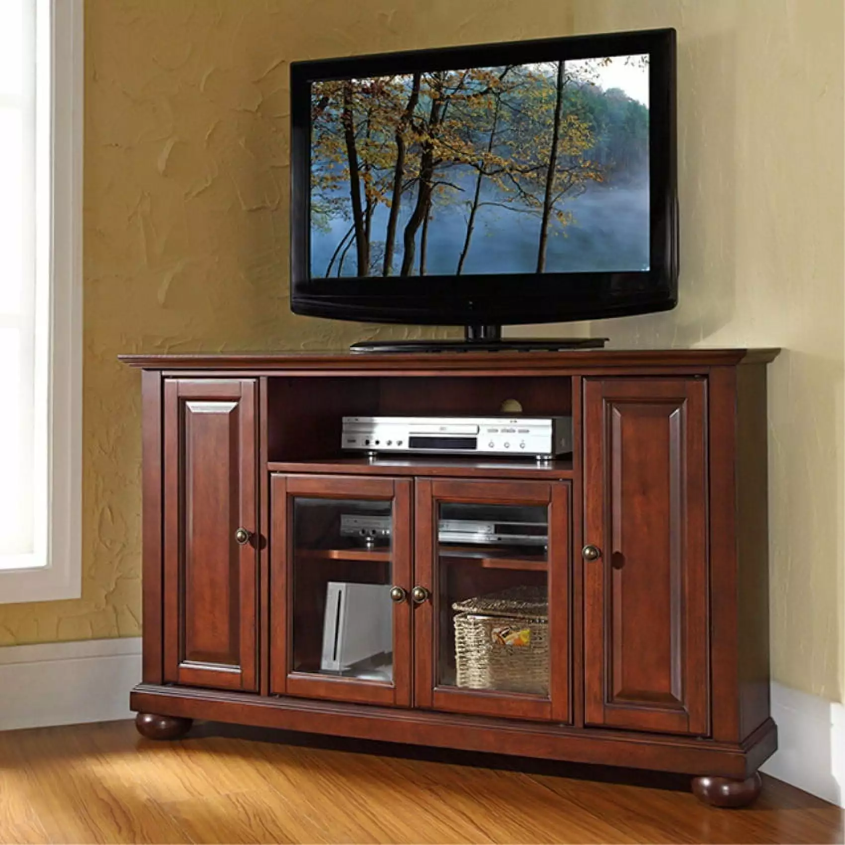 ALEXANDRIA 48 CORNER TV STAND IN VINTAGE MAHOGANY FINISH