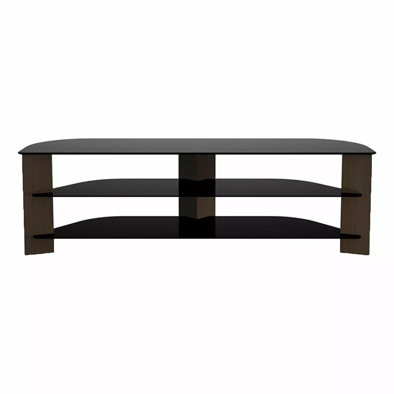 AVF FS1500VARWB-A Varano Corner TV Stand. for TVs up to 70. Walnut and Black Glass