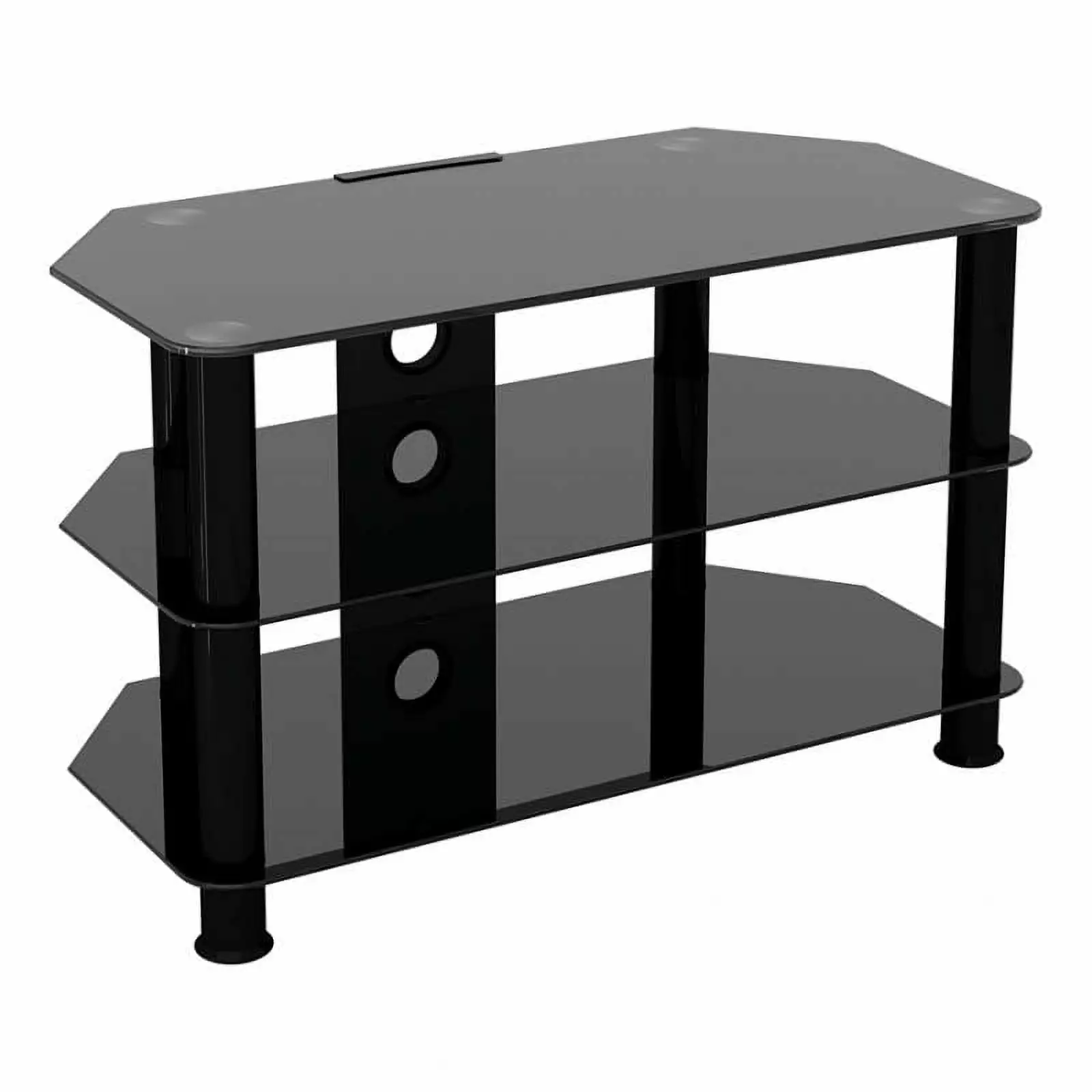 AVF Group Classic Corner Glass TV Stand with Cable Management Up to 42 Screen Size. Black