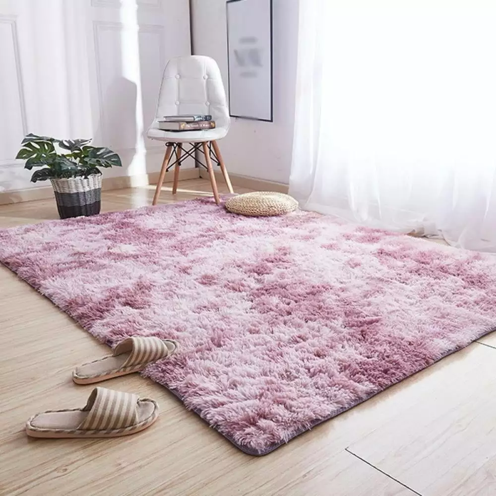 Apocaly Variegated Tie-Dye Plush Gradation Carpet Living Room Coffee Table Fur Full Bedroom Bedside Blanket. Pink. 15.75 x 23.62 Inch