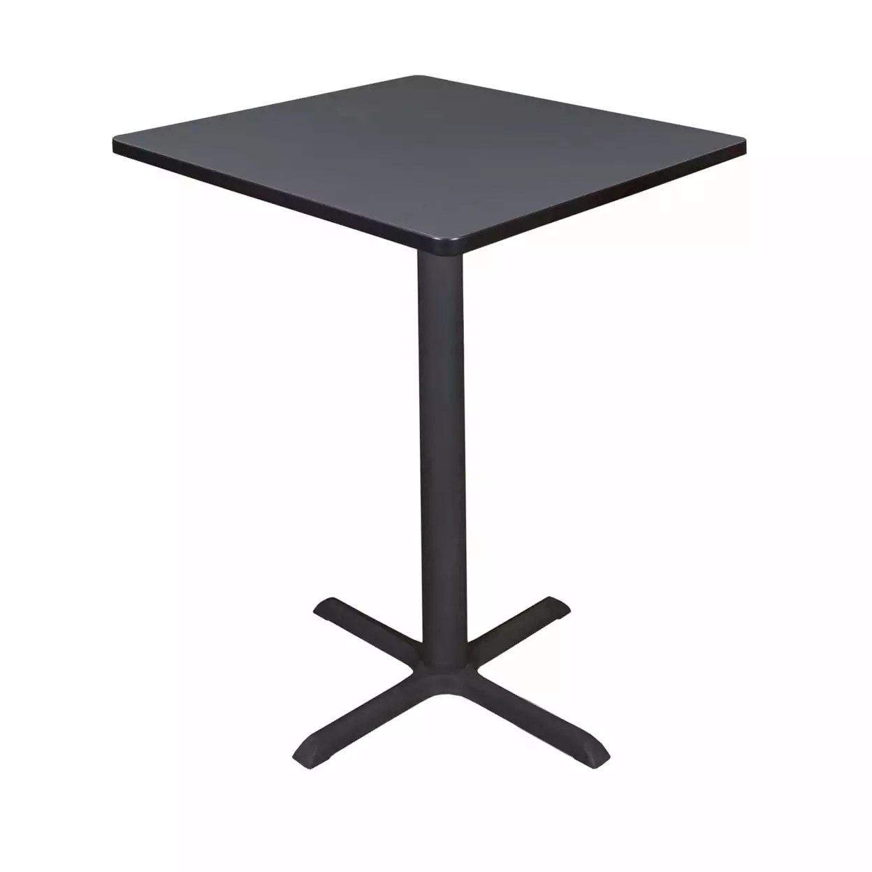 Cain 30 Square Cafe Table with Steel X Base and Hidden Adjustable Glides - Grey