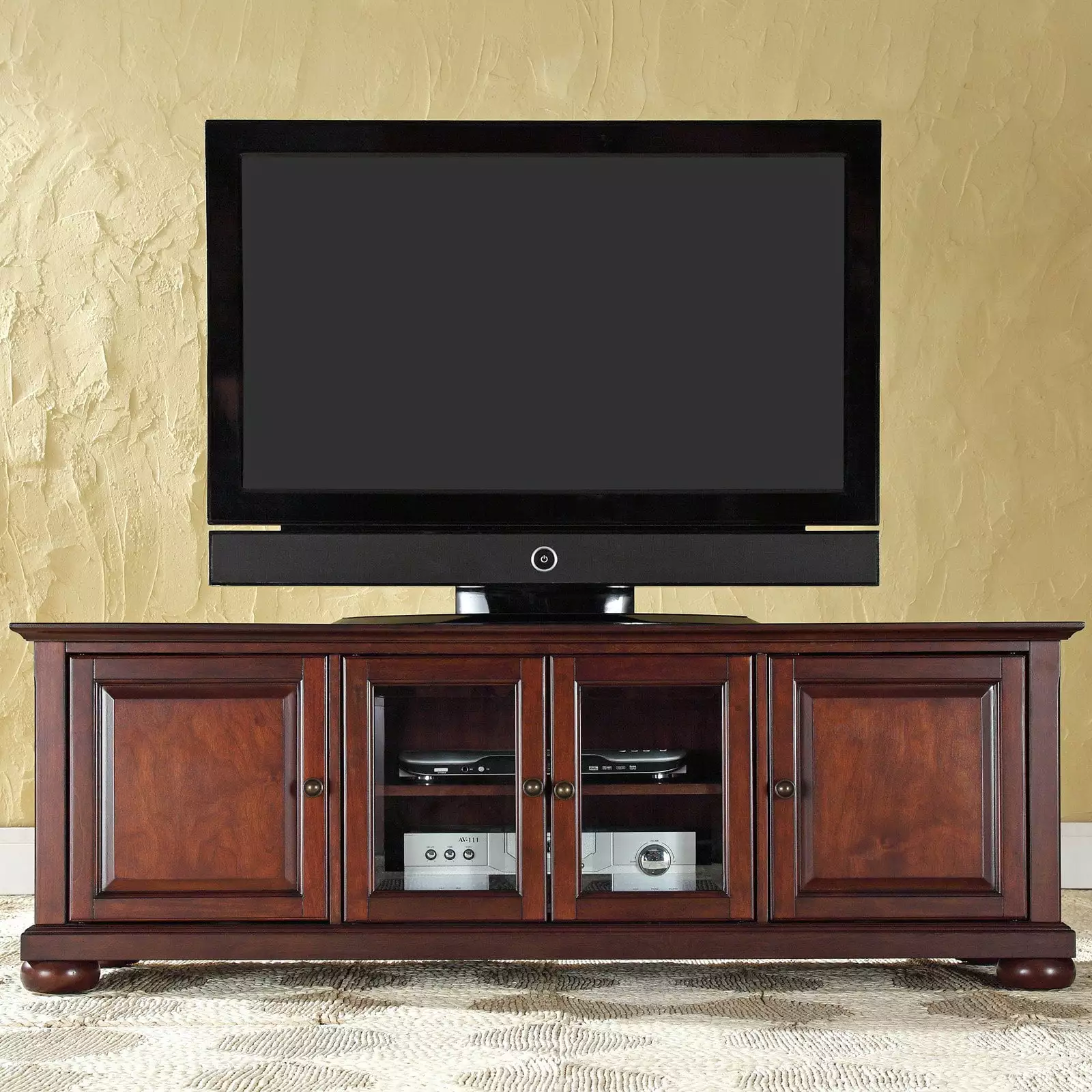 Crosley Alexandria 60 Low Profile TV Stand. Color: Vintage Mahogany Finish