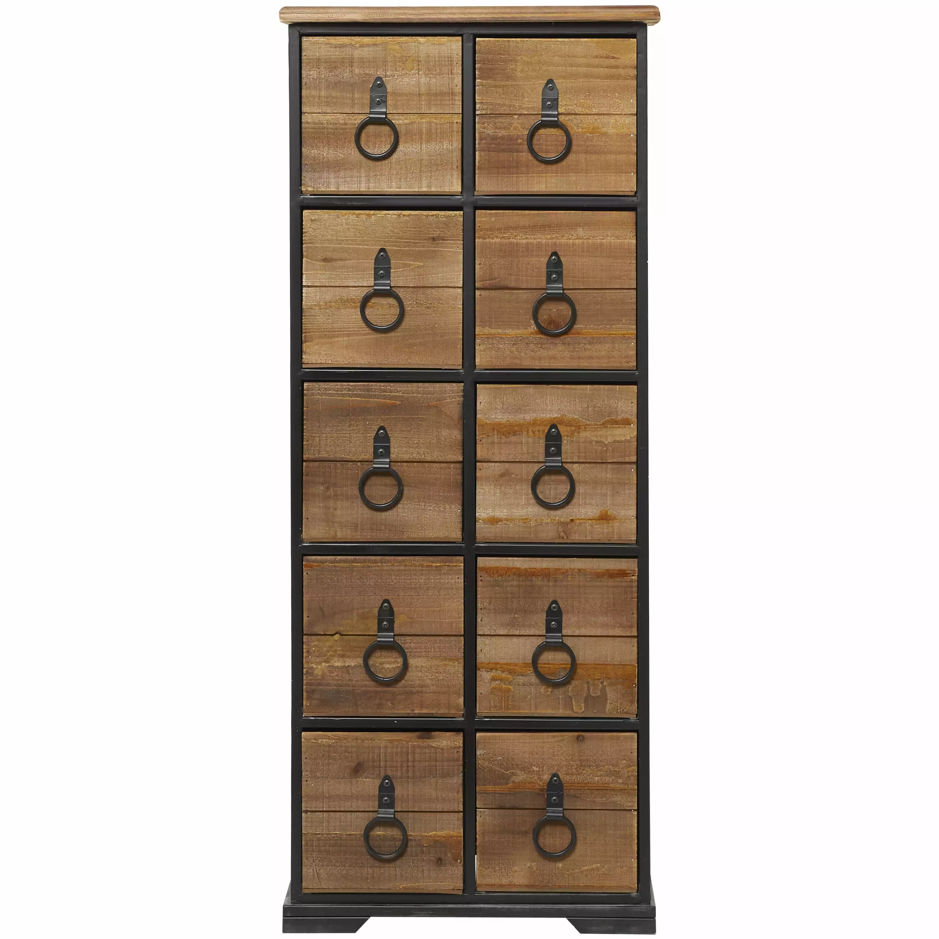 DecMode Rustic Brow Wood Chest with Black O Ring Handles. 19W x 45H