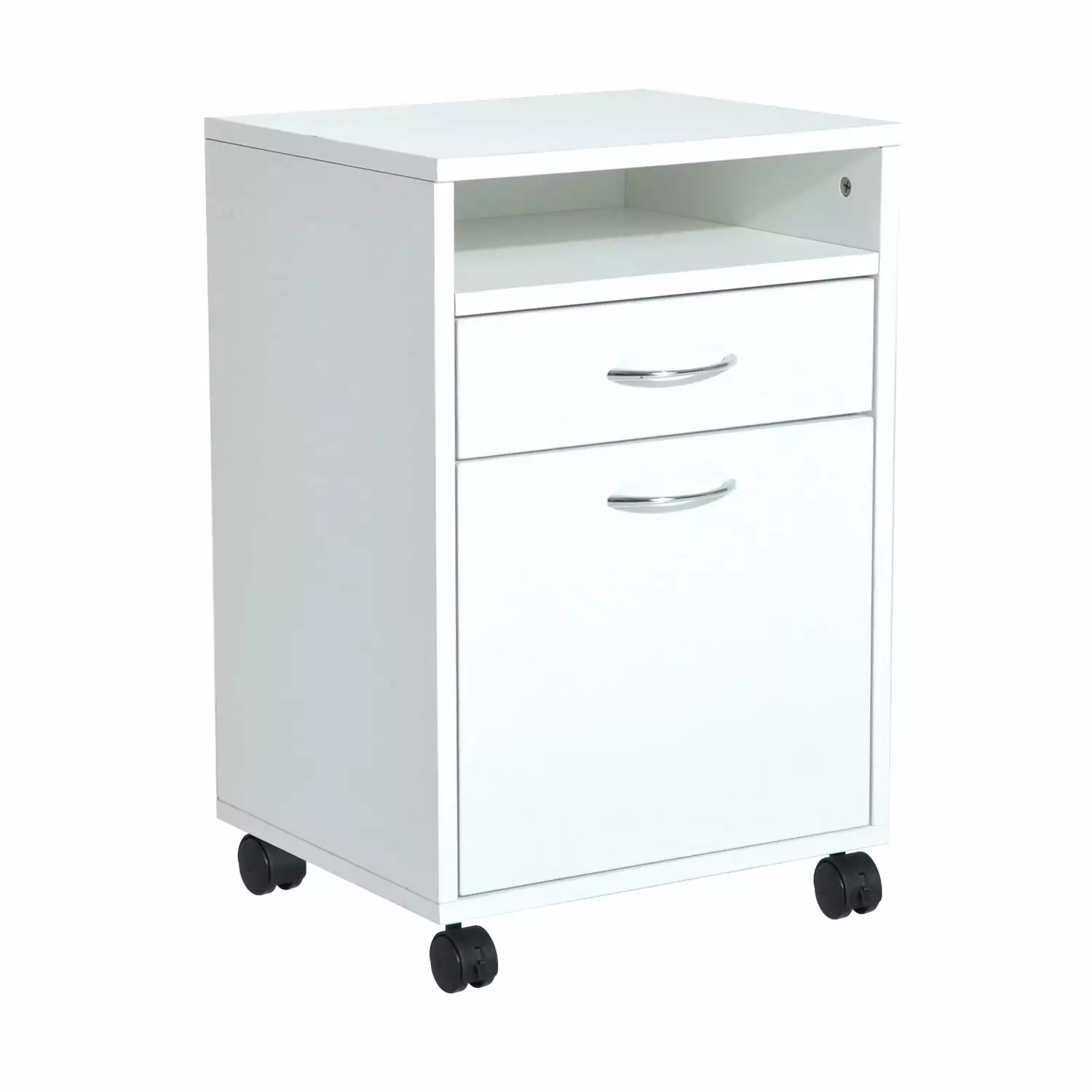 HomCom 24 Rolling End Table Mobile Printer Cart Nightstand Organizer - White