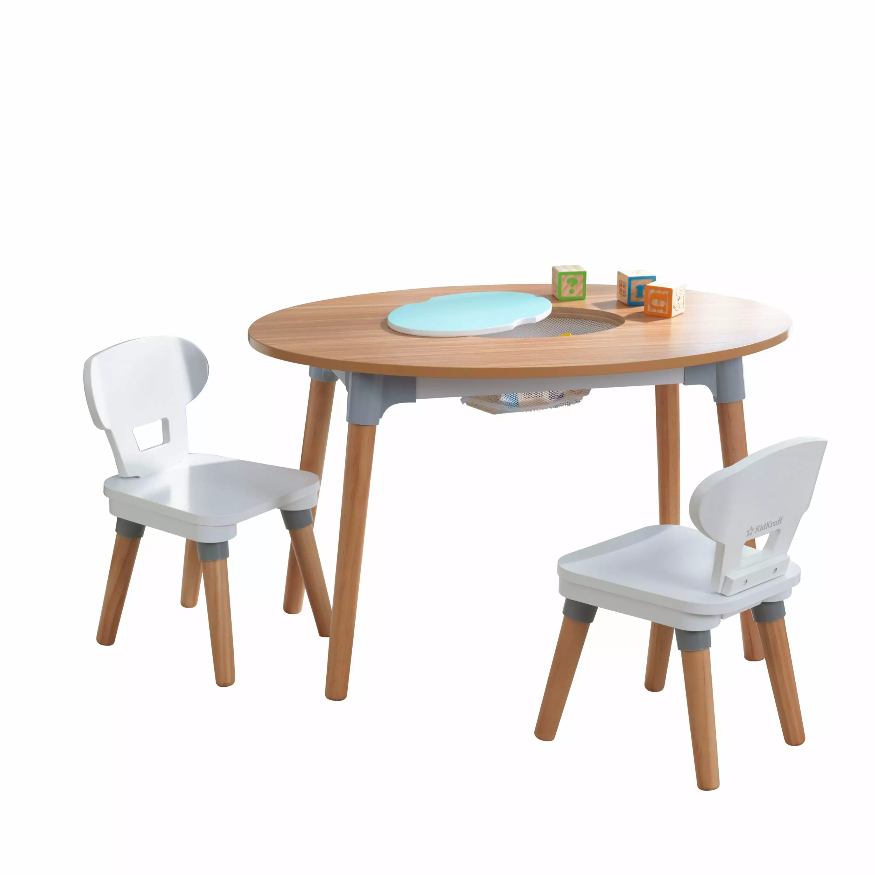 KidKraft Wooden Mid-Century Kid? Toddler Table & 2 Chair Furniture Set