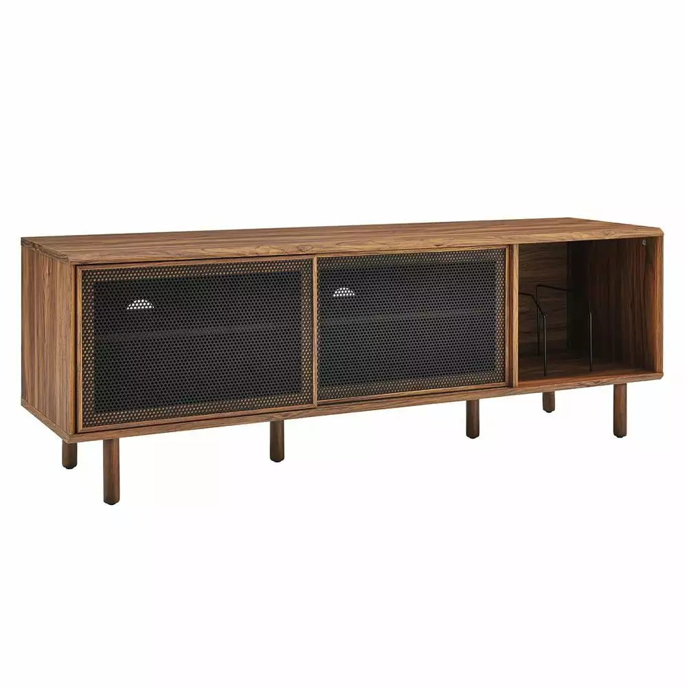 Modway Kurtis MDF Particleboard TV and Record Stand for TVs up to 65 in Walnut