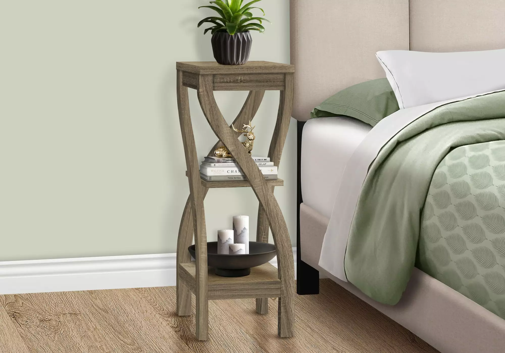 Monarch Specialties Accent Table. Side. End. Plant Stand. Square. Bedroom. Brown Laminate