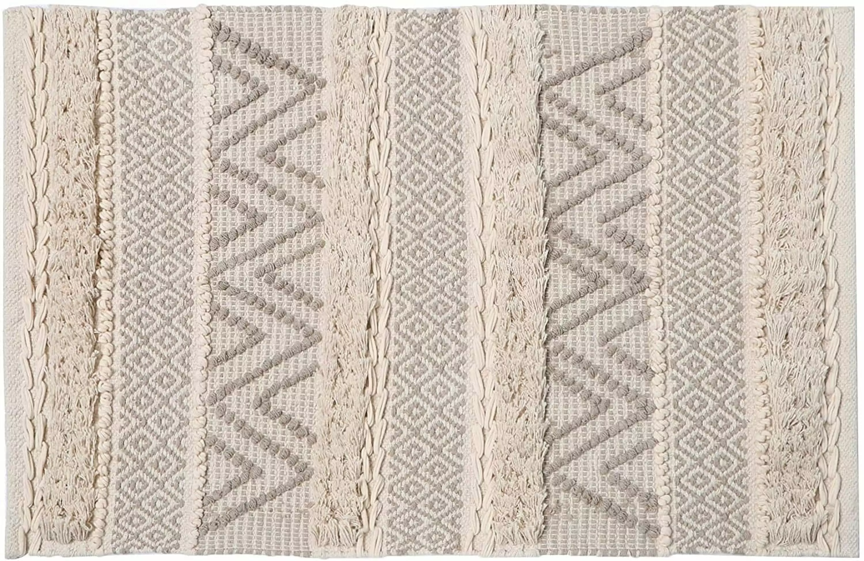 REDEARTH Area Rug - Hand Woven Exquisite 100% Cotton Artisan Made Area Rug. Reverisble. Eco Friendly. Boho. Rustic; (2'x3'; Taupe)