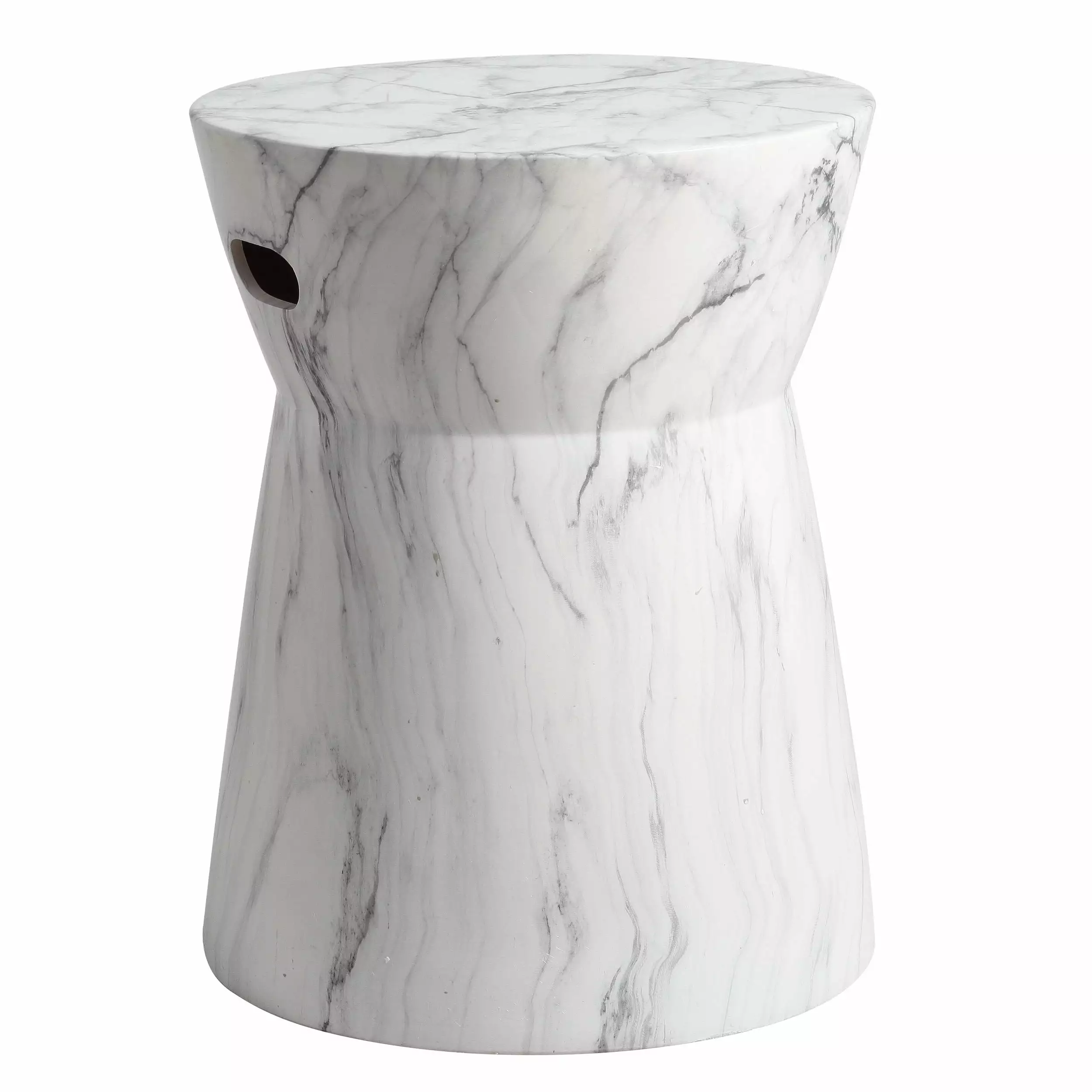 Safavieh Balboa Marble Indoor/Outdoor Garden Patio Stool. White/Black