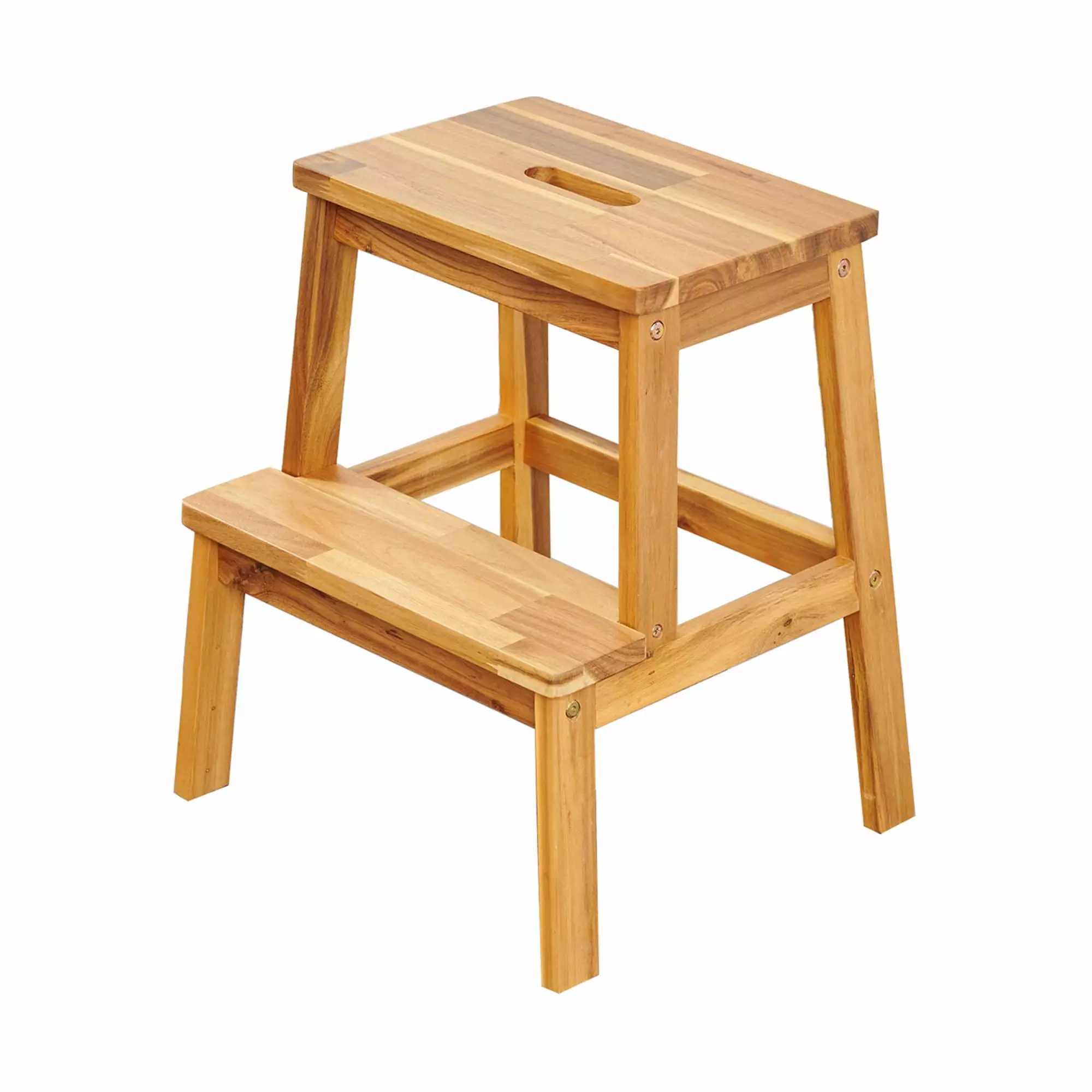 Xmatch 2 Step Stool Wooden Solid Acacia Wood Steps Stool Sub-Stool Indoor